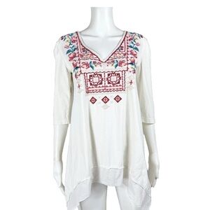 JWLA Johnny Was Los Angeles Tunic Embroidered Shirt Top - Size Small S